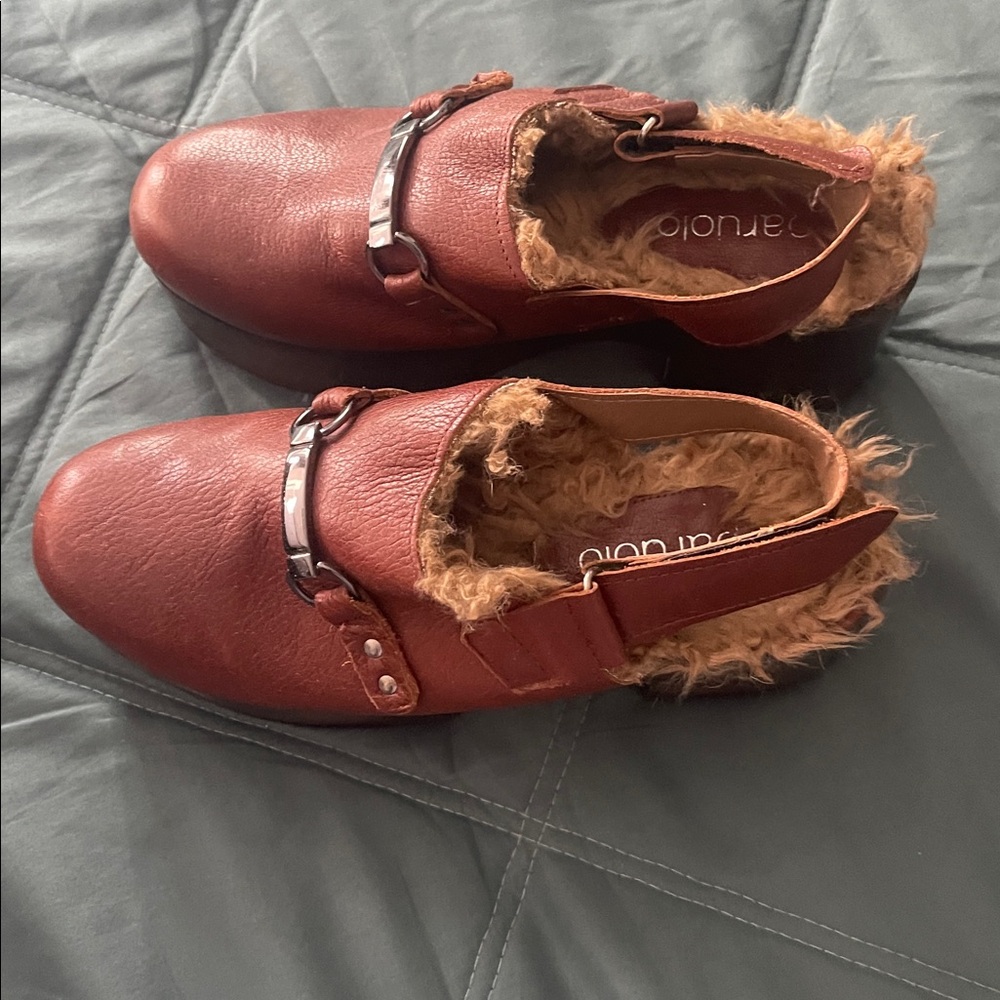 Brown Fur-Lined Slip-On Shoes